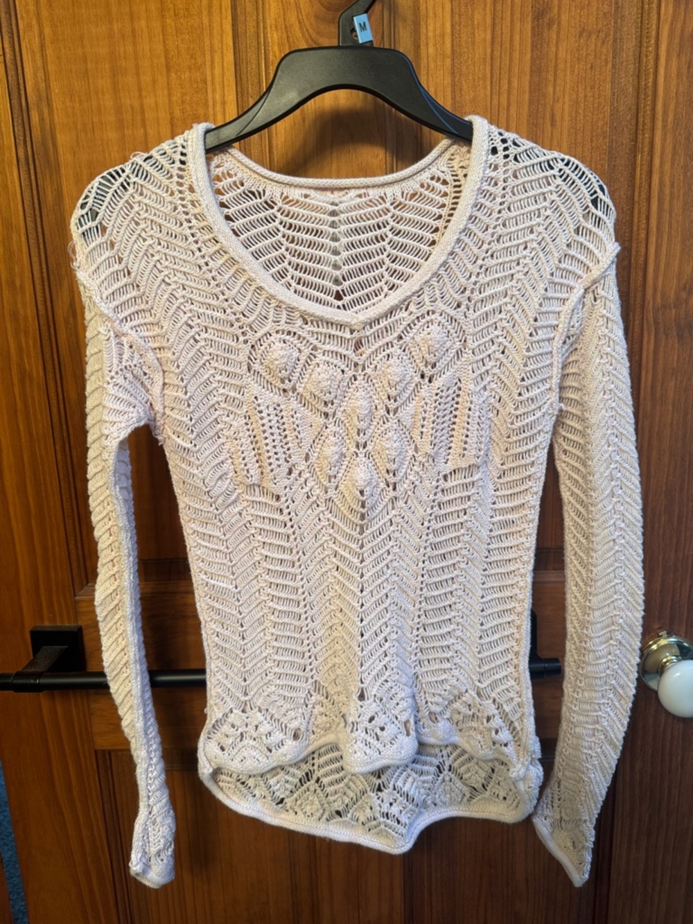 Aeropostale Cream Crochet Scoop Neck Sweater